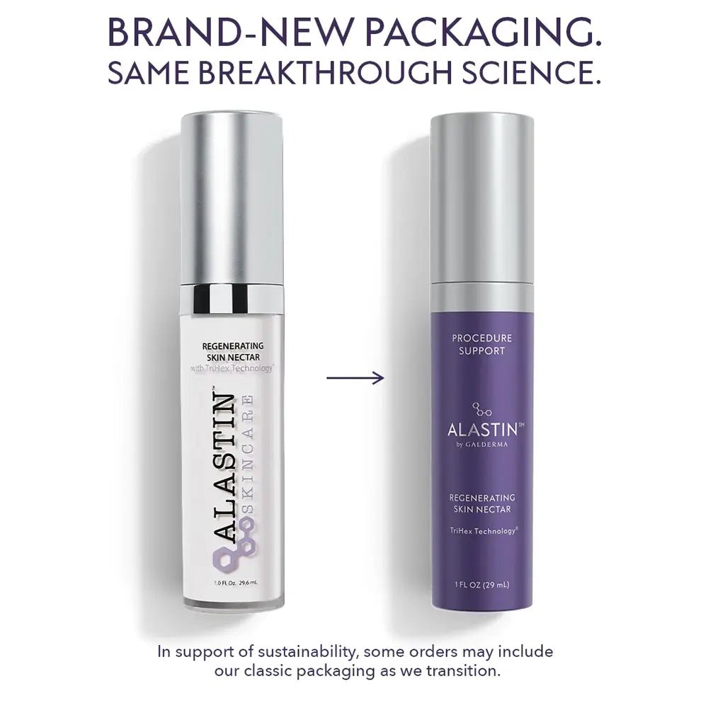 Alastin Skincare Regenerating Skin Nectar bottle old and new packaging