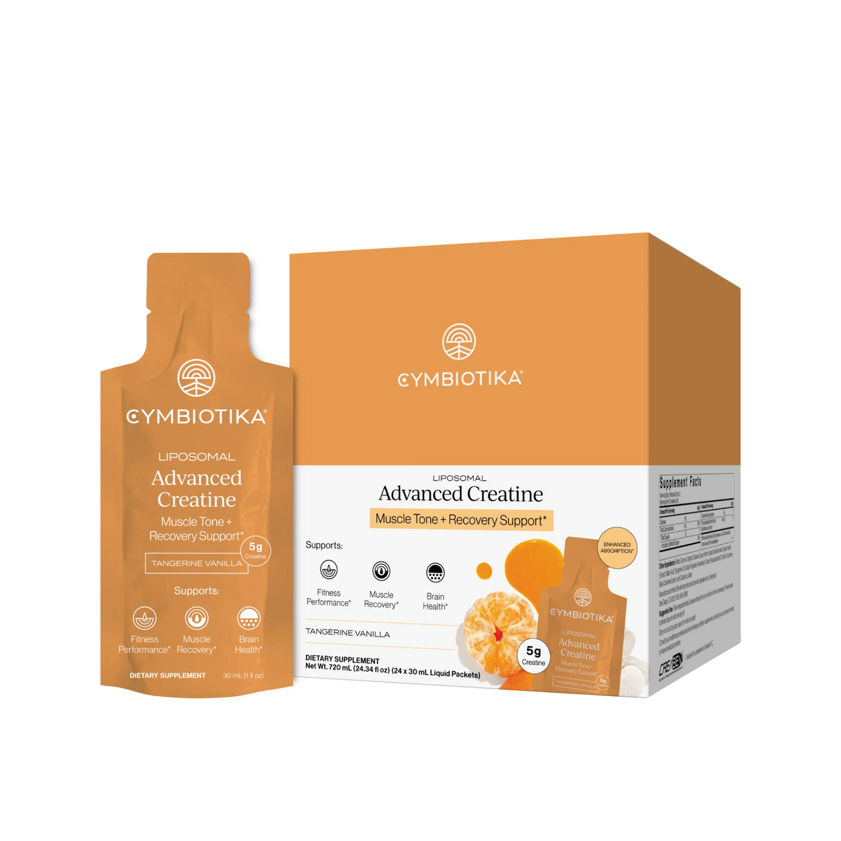 Cymbiotika Advanced Creatine supplement packaging on a white background