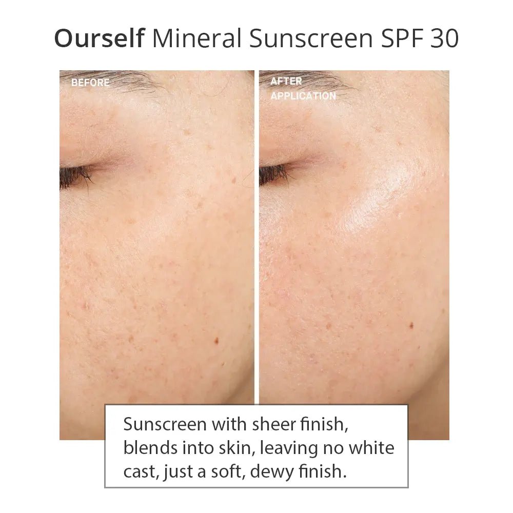 Ourself Mineral Sunscreen SPF 30 before after results