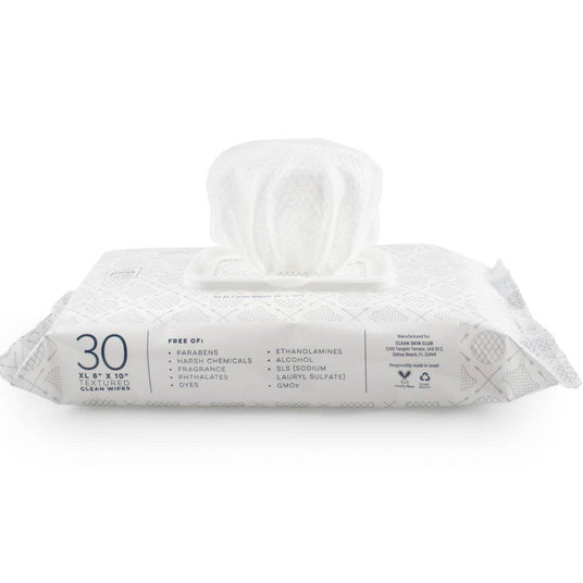 Package of clean wipes with visible text on a white background
