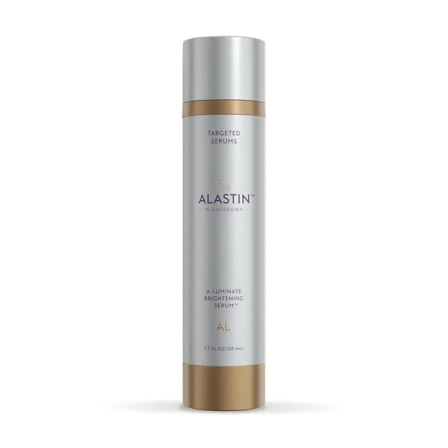 Alastin skincare A-Luminate serum bottle on a white background