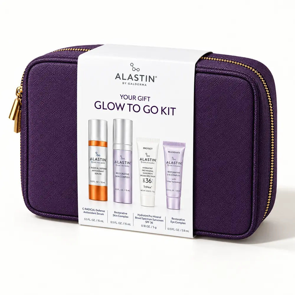 Alastin Glow to Go kit packaging on white background
