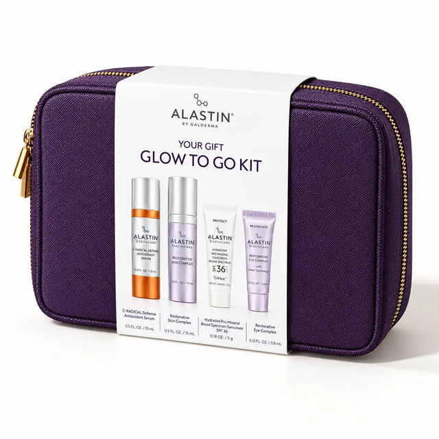 Alastin Glow to Go kit packaging on white background