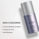 Alastin Skincare Restorative Neck Complex with text on skin concerns on a white background