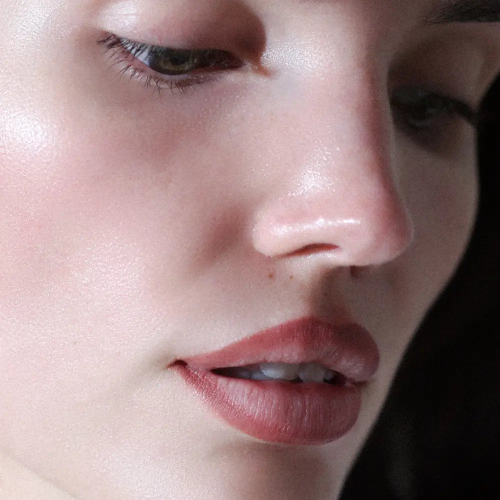 Anfisa Skin Ân-Define Ceramide Liner in Bruised Rhubarb color mon light color skin model