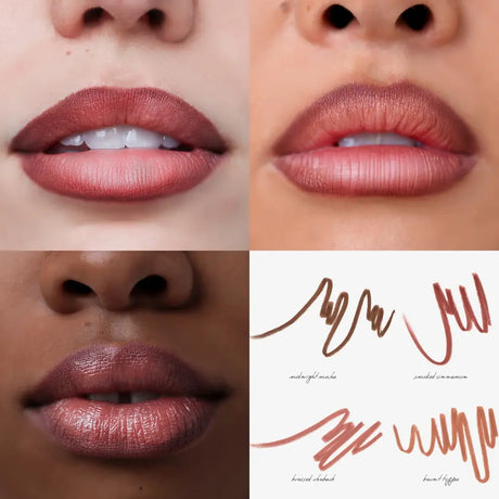 Anfisa Skin Ân-Define Ceramide Liner in Smoked Cinnamon on 3 different skin colors