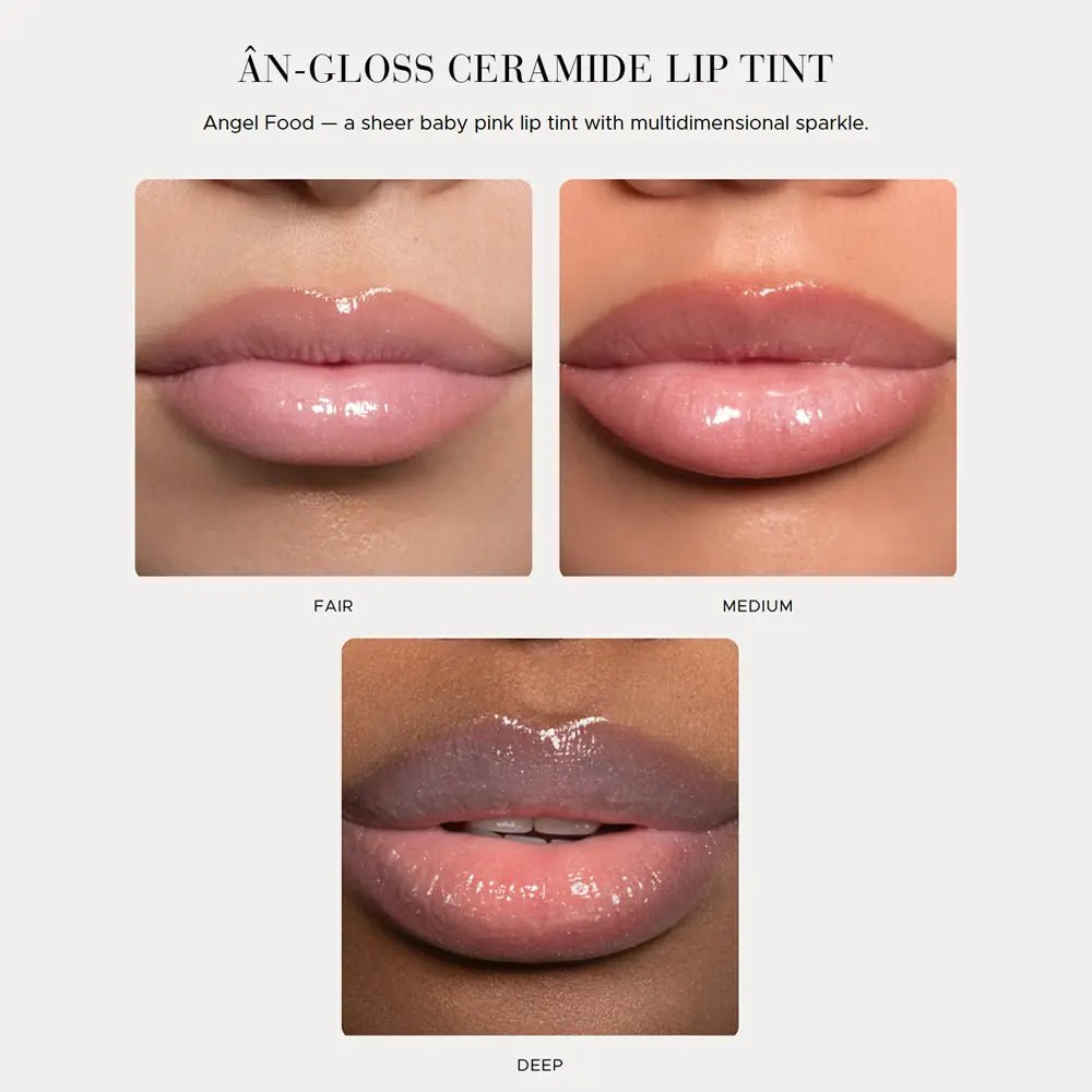 Anfisa An-Gloss Ceramide Lip GLoss Angel Food Color on different skin colors