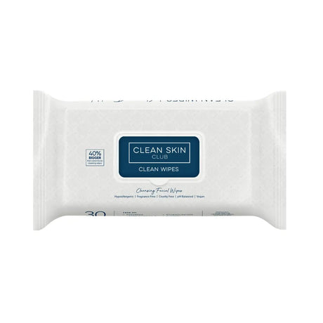 Clean Skin Club Clean Wipes on white background