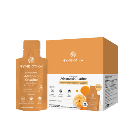 Cymbiotika Advanced Creatine supplement packaging on a white background