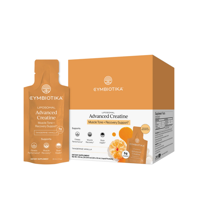 Cymbiotika Advanced Creatine supplement packaging on a white background