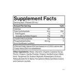 Supplement facts label with nutritional information on a white background