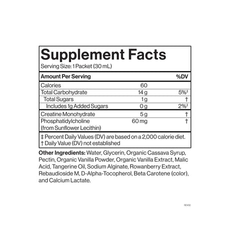 Supplement facts label with nutritional information on a white background