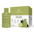 Gymbiotika Super Greens Detox + Digestion dietary supplement packaging, showing a large green and white box alongside a single citrus lime-flavored sachet.