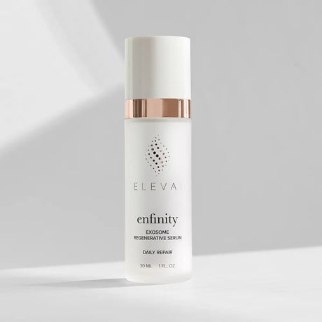 Elevai Enfinity Exosome Daily Serum bottle in soft natural light