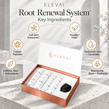 Elevai Root Renewal System key ingredients, including Cell Zero Exosomes, YuvaBio Y100, copper peptides, caffeine and biotin