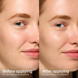Before and after comparison of UV Skin Recovery Untinted on a person's face.