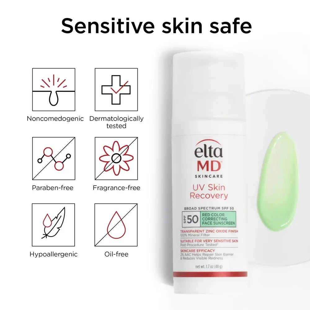 EltaMD UV UV Skin Recovery Red Color Correcting GREEN TINT Broad Spectrum SPF 50