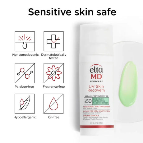 EltaMD UV Skin Recovery Red Color Correcting GREEN TINT Broad Spectrum SPF 50