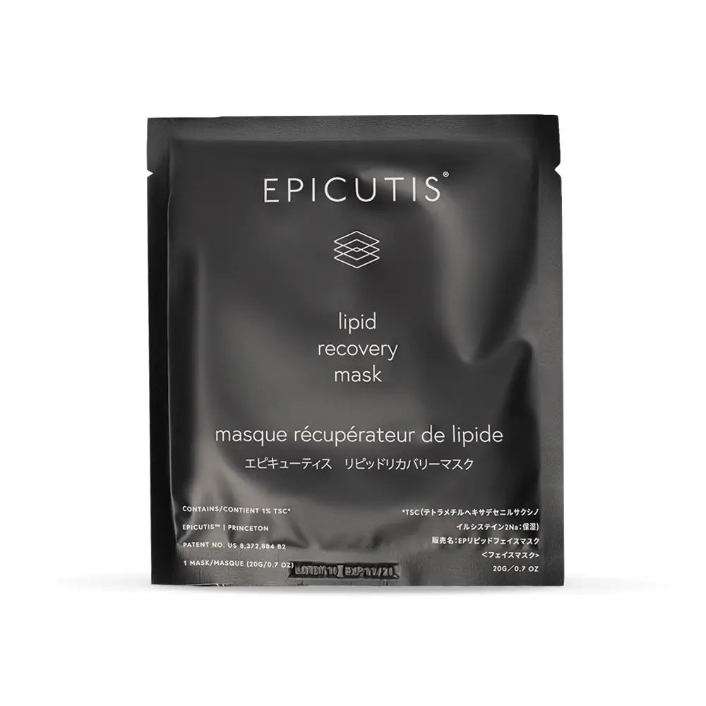 Epicutis lipid recovery mask for face packaging on a white background