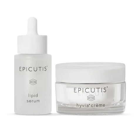 Epicutis lipid serum and hyvia crème on a white background - Epicutis Luxury Skincare Set