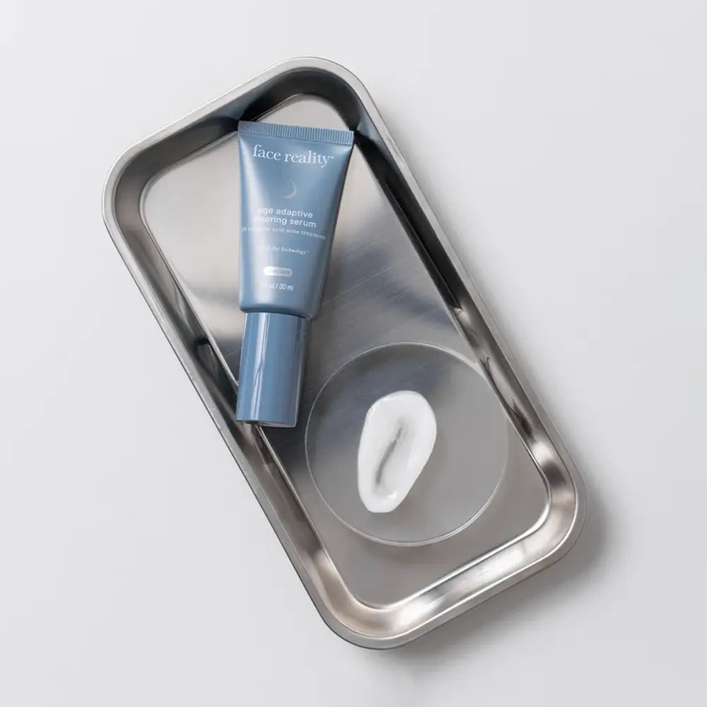 Face Reality Age Adaptive Clearing Serum in a clinical tray