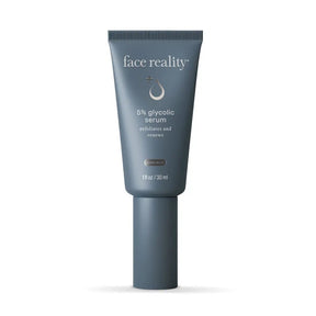 Tube of face reality 5% glycolic serum on a white background