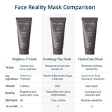 Comparison chart of Face Reality Mask products with their features and benefits.