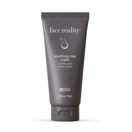 Tube of 'face reality' soothing clay mask on a white background
