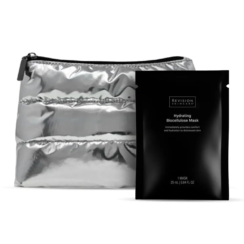 Gift- Revision Biocellulose Mask and Silver Puffy Cosmetic Bag