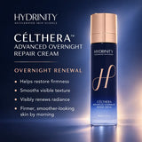 Hydrinity Célthera Advanced Overnight Repair Cream benefits in skin firmness, texture, radiance, overnight treatment for morning radiance