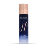 Hydrinity Célthera Advanced Overnight Repair Cream in a tall navy blue bottle with a metallic rose gold cap, shown on a clean white background.