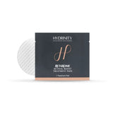 Hydrinity Retaxome Retinal Boost Treatment Pads, featuring a dark charcoal gray single-use pouch with rose gold accents and a single textured white treatment pad visible behind it.