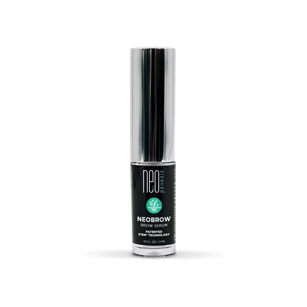 Neobrow brow serum bottle on a white background