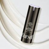 Black skincare bottle labeled 'Ourself Daily Renewal Cream Rich' on a white background