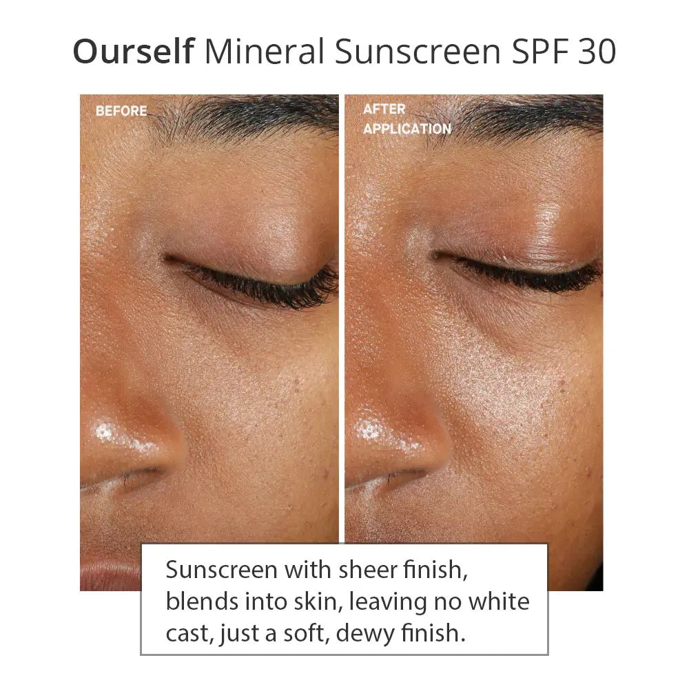 Ourself Mineral Sunscreen SPF 30 results on dark skin