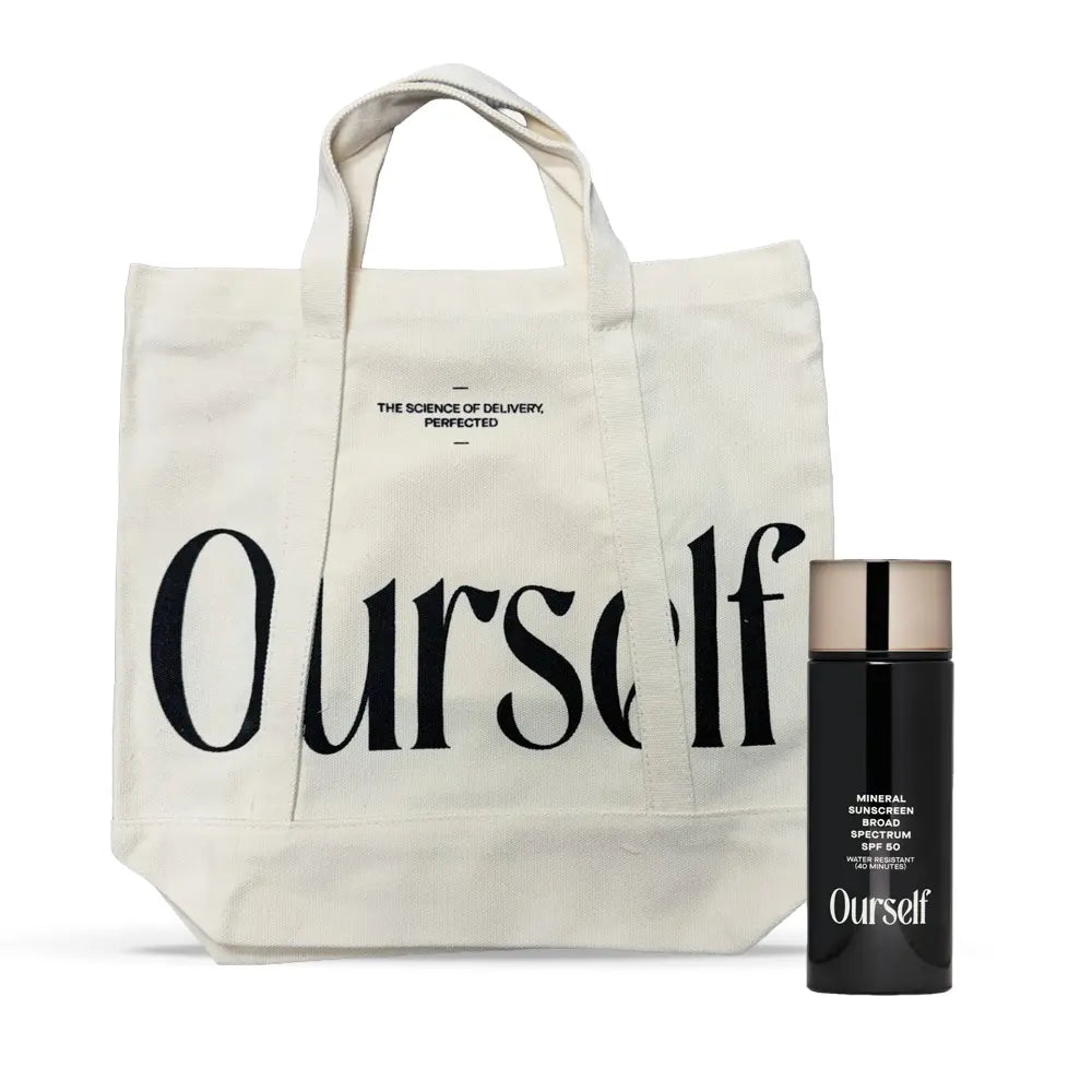 Gift- Ourself Tote Canvas Bag and Mineral Sunscreen SPF 50 Full Size