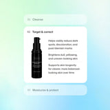 Revision Skincare Advanced Pigment Corrector+ serum - graphic shows where to add to the skincare routine - after cleansing