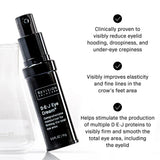 Revision Skincare D-E-J Eye Cream bottle with text highlighting its benefits on a white background