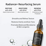Radiance+ Resurfacing Serum bottle with dropper on a white background