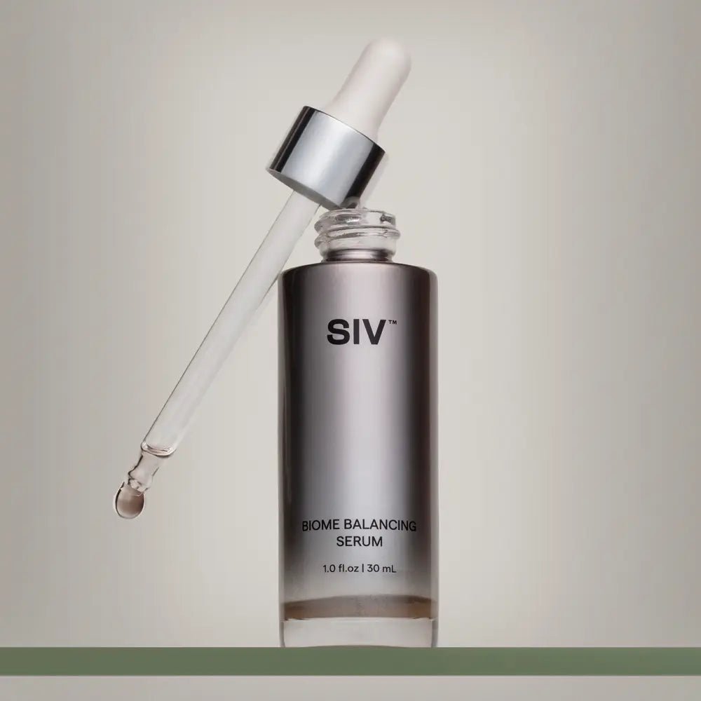 SIV Biome Balancing Serum Bottle 30 mL with dropper open - Your Skincare Source