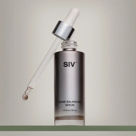 SIV Biome Balancing Serum Bottle 30 mL with dropper open - Your Skincare Source