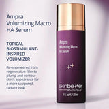 Ampra Volumizing Macro HA Serum bottle with text on a light gray background