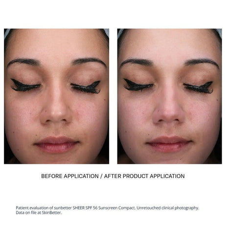 Sunbetter Sheer compact sunscreen results on lighter skin