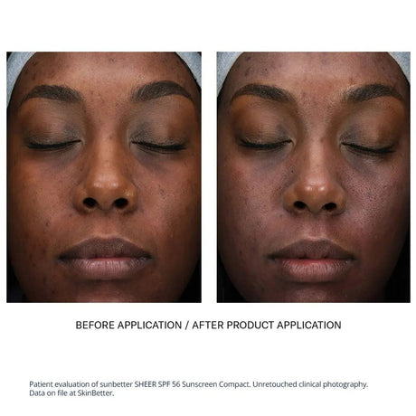Sunbetter Sheer compact sunscreen results on darker skin