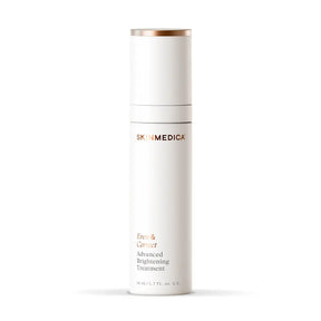 SkinMedica Even & Correct Advanced Brightening Treatment brightens skin without harsh ingredients bottle on white background