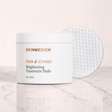 A white jar of SkinMedica Even & Correct Brightening Treatment Pads with one pad to show pad texture.