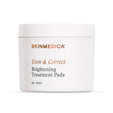 A white cosmetic jar of SkinMedica Even & Correct Brightening Treatment Pads, 60 count, on a clean white background.