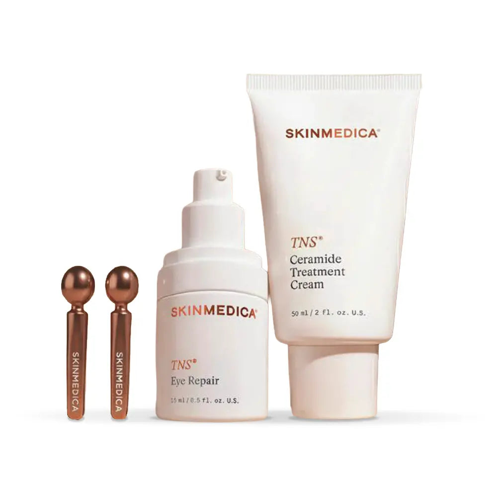 SkinMedica Growth Factor Authority Set with TNS Eye Repair, TNS Ceramide Treatment Cream and two eye serum applicator tools