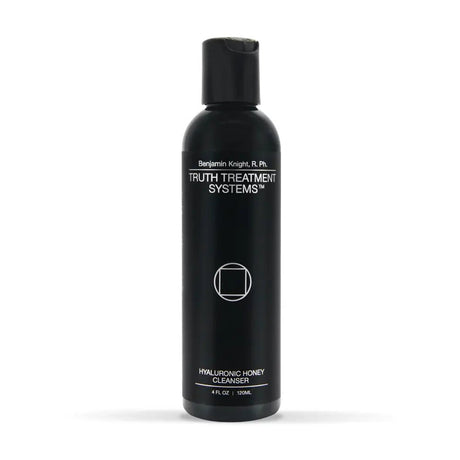 Black bottle of Truth Treatment Systems Hyaluronic Honey Cleanser 4 fl oz on a white background