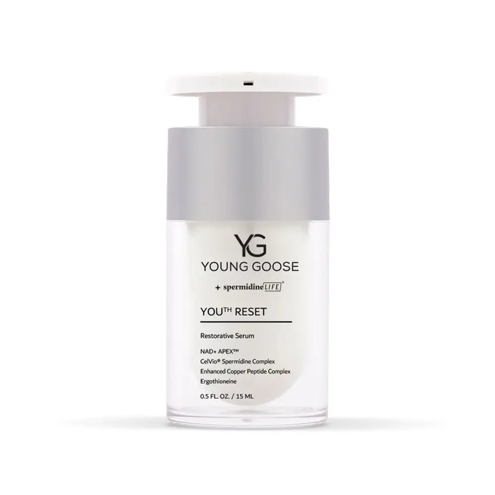Young Goose Youu Reset Restorative Serum travel size bottle, on a white background.